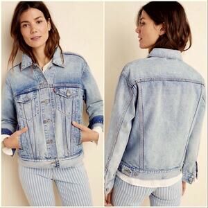 Levi's Denim Blue Jean Trucker Casual Jacket  MEDIUM 90s Coastal Cowgirl Western